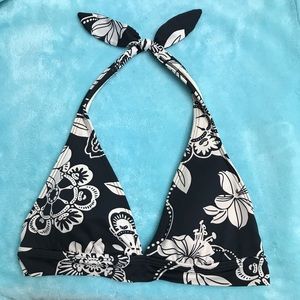 La Blanca black and off white flower bikini top